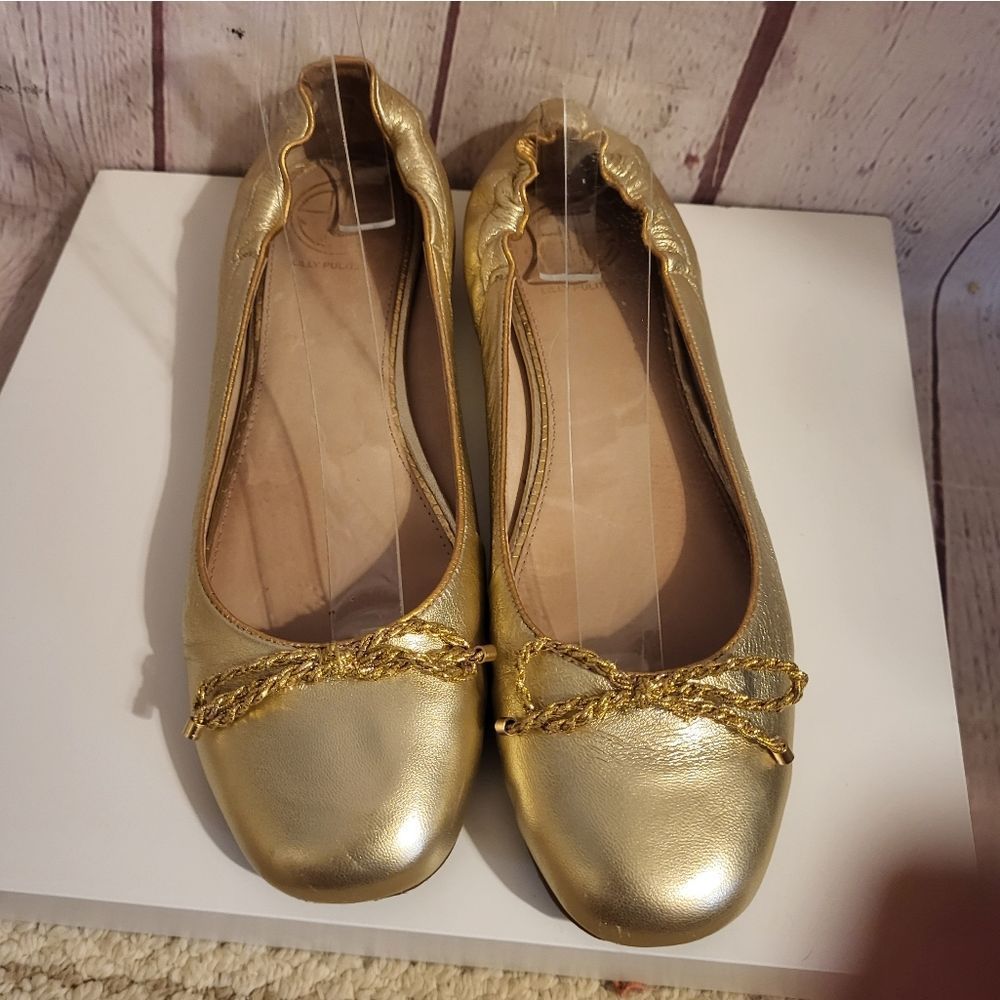 Elegant Gold Ballet Flats - Picture 4 of 9